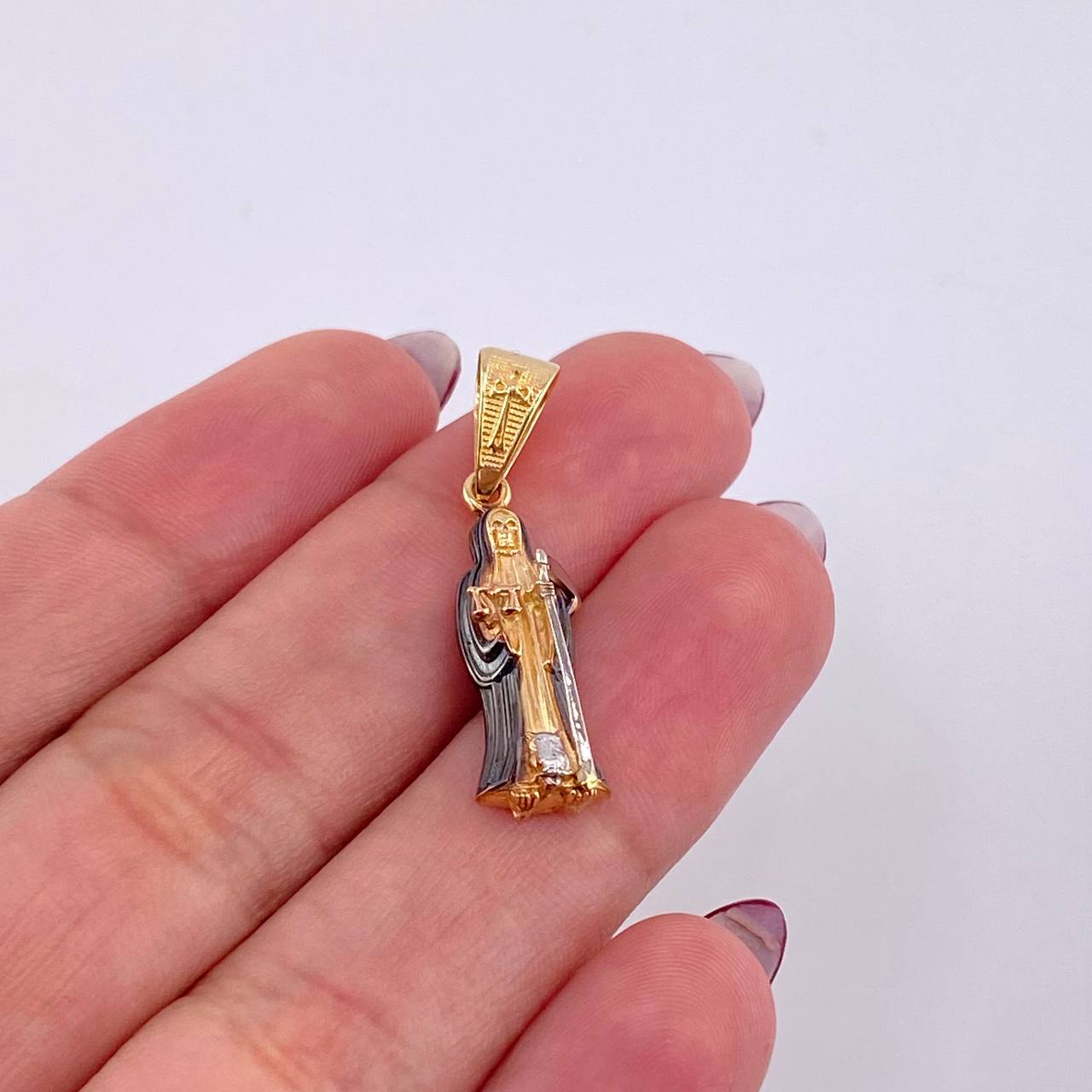 Pendant Santa Muerte 2.45 g / 1 1/4 in Three Golds 18K