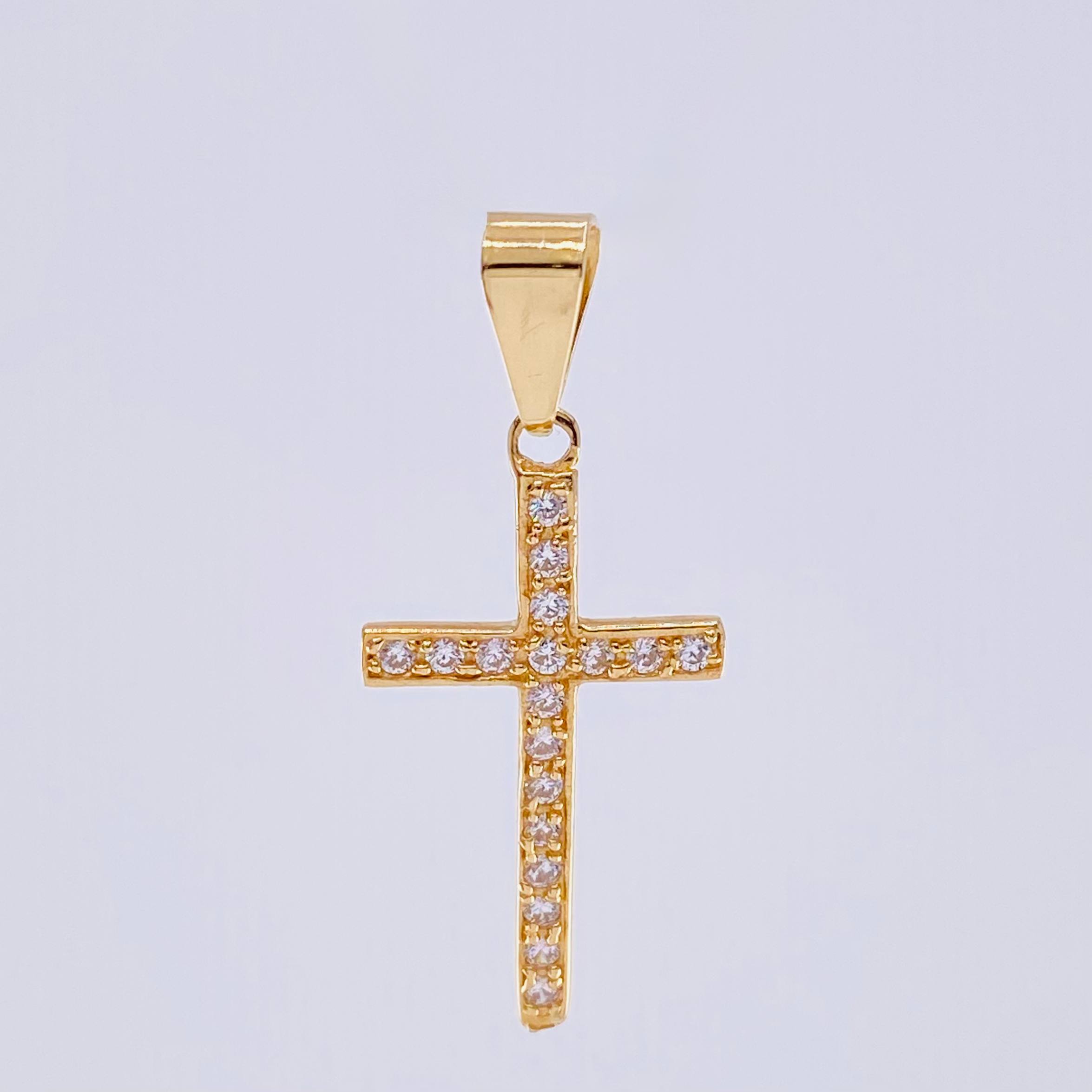 Dije Cruz Tupida 1.75 g / 1 1/4 in Oro Amarillo 18K