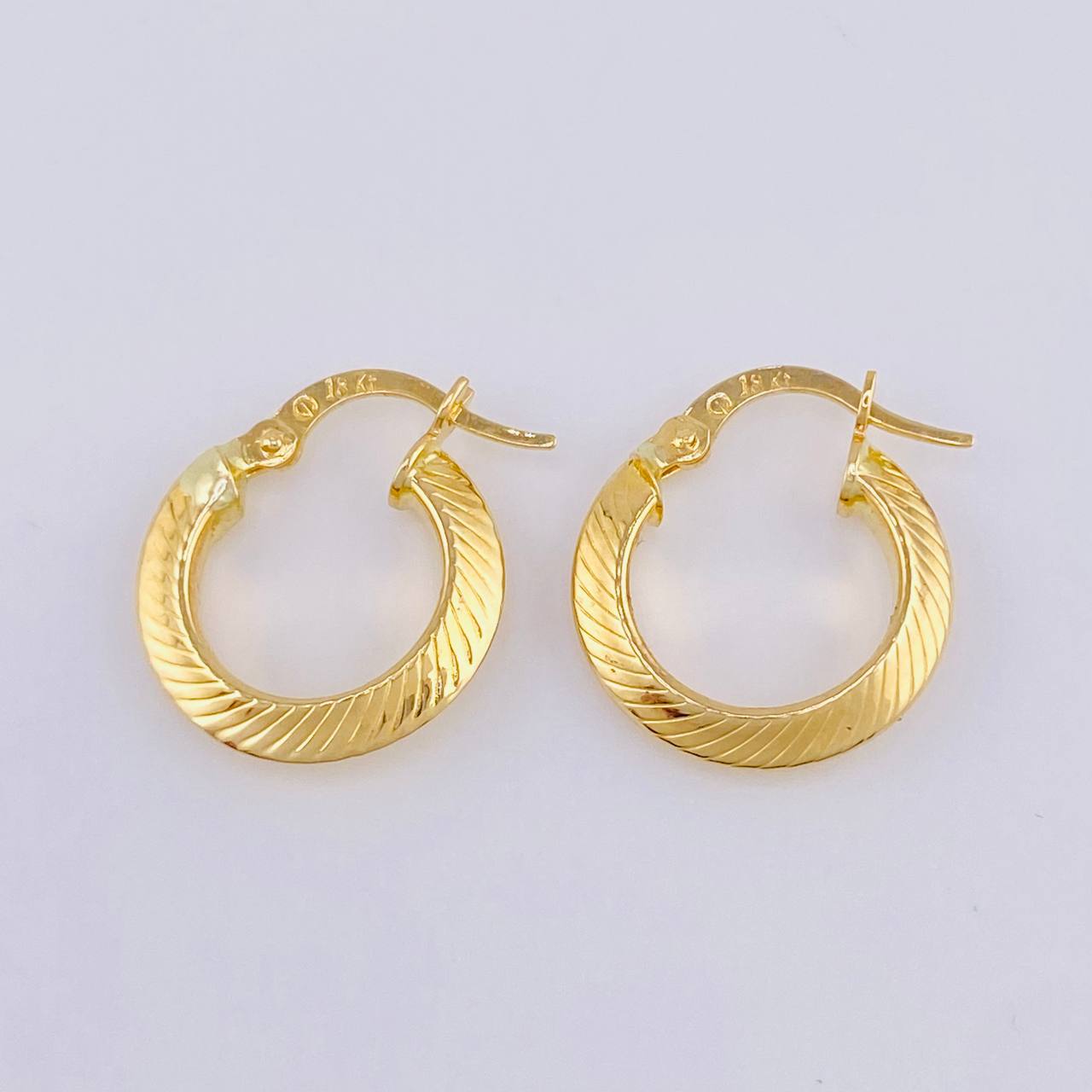 Hoop Earrings Clau Striped 1.6 g / 3/4 in Yellow Gold 18K