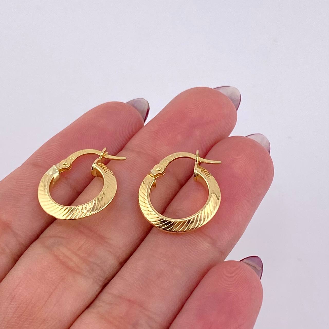 Hoop Earrings Clau Striped 1.6 g / 3/4 in Yellow Gold 18K
