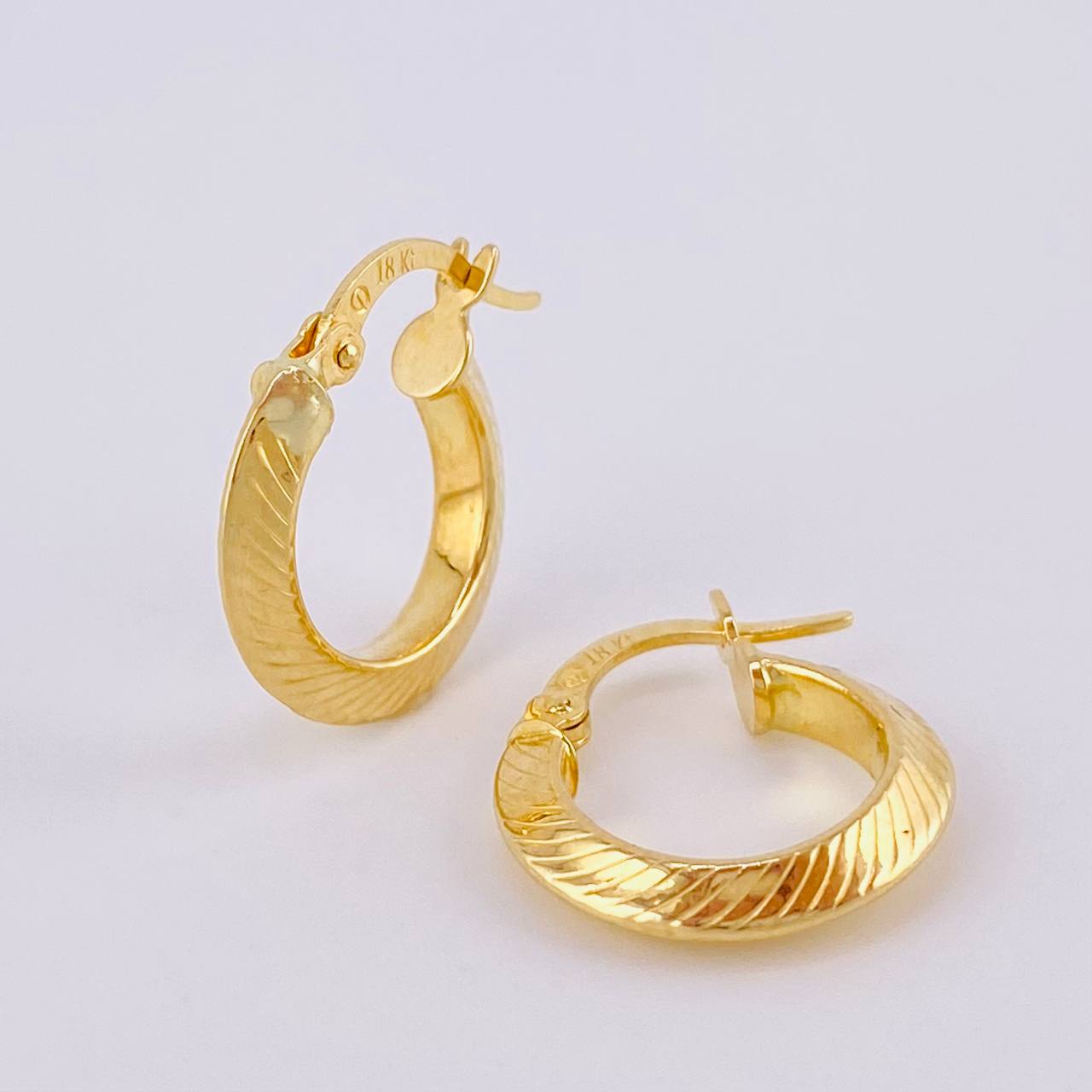 Hoop Earrings Clau Striped 1.6 g / 3/4 in Yellow Gold 18K
