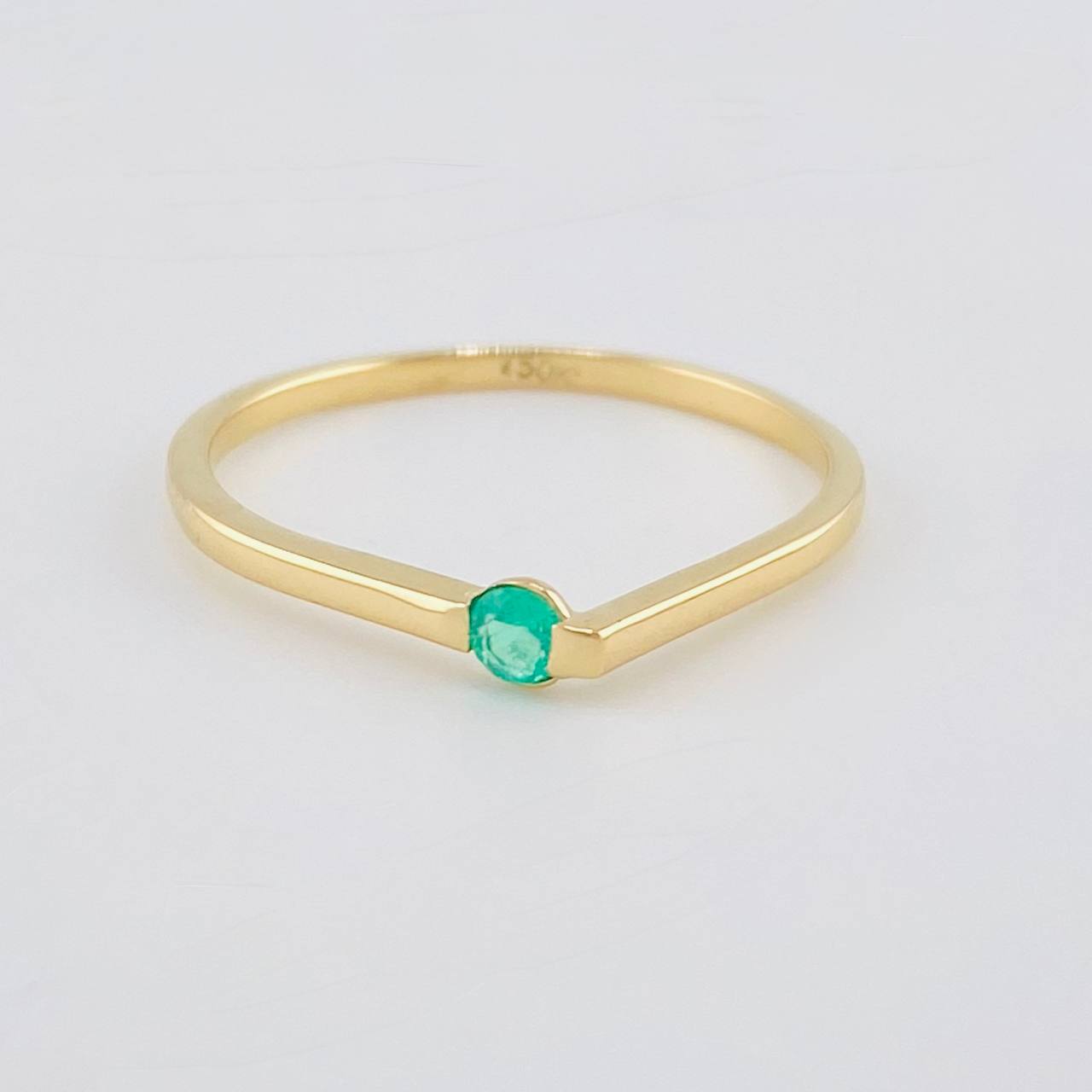 Drop Ring Emerald 8Pts 1.55 g / T8 18K Yellow Gold