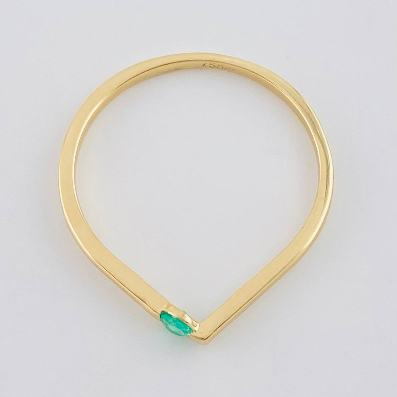 Drop Ring Emerald 8Pts 1.55 g / T8 18K Yellow Gold