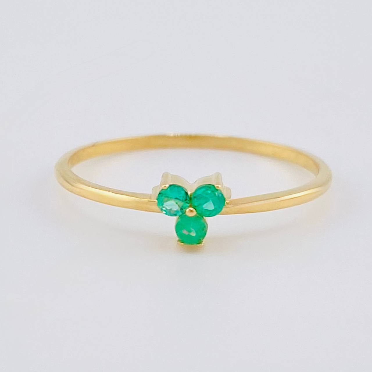 Triscal Flower Ring Emeralds 11Pts 1.2 g / T7 1/2 18K Yellow Gold