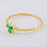 Triscal Flower Ring Emeralds 11Pts 1.2 g / T7 1/2 18K Yellow Gold