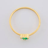 Triscal Flower Ring Emeralds 11Pts 1.2 g / T7 1/2 18K Yellow Gold
