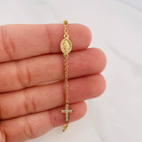 Bracelet Denario Miraculous Virgin Cross 2.35 g / 7 1/2 in / 3 mm Yellow Gold 18K