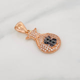 Dije Bolsa De Dinero 2.25 g / 1 1/4 in Dos Oros Negro Rosa 18K