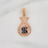 Dije Bolsa De Dinero 2.25 g / 1 1/4 in Dos Oros Negro Rosa 18K