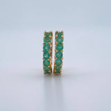 Dense Emerald Hoop Earrings 1.6gr / 0.5in / 18K Gold +