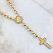 Miraculous Virgin Rosary 41.41gr / 60cm / 7mm-8mm Tribal Cross White and Black Zircons Diamond Cut 18K Yellow Gold ©