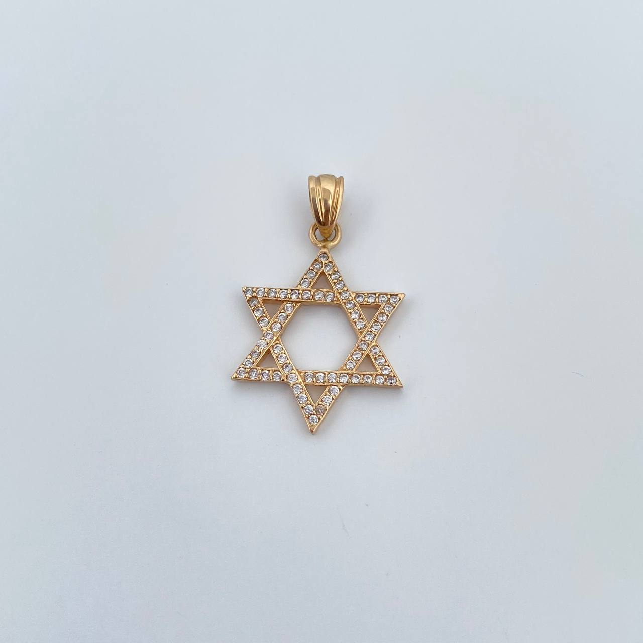 Dije Estrella De David 1.75gr / 2.7cm / Circones Blancos Oro Amarillo 18K &