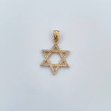 Dije Estrella De David 1.75gr / 2.7cm / Circones Blancos Oro Amarillo 18K &
