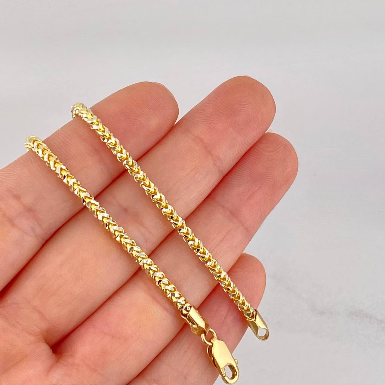 Franco Chain Diamond Cut 13.55g / 20 in / 2.15mm Two-Tone Yellow White 18K Gold