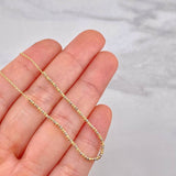 Cadena Aro Seguido Bolas Diamantadas 2.1g / 16 in / 0.6mm Tres Oros 18K
