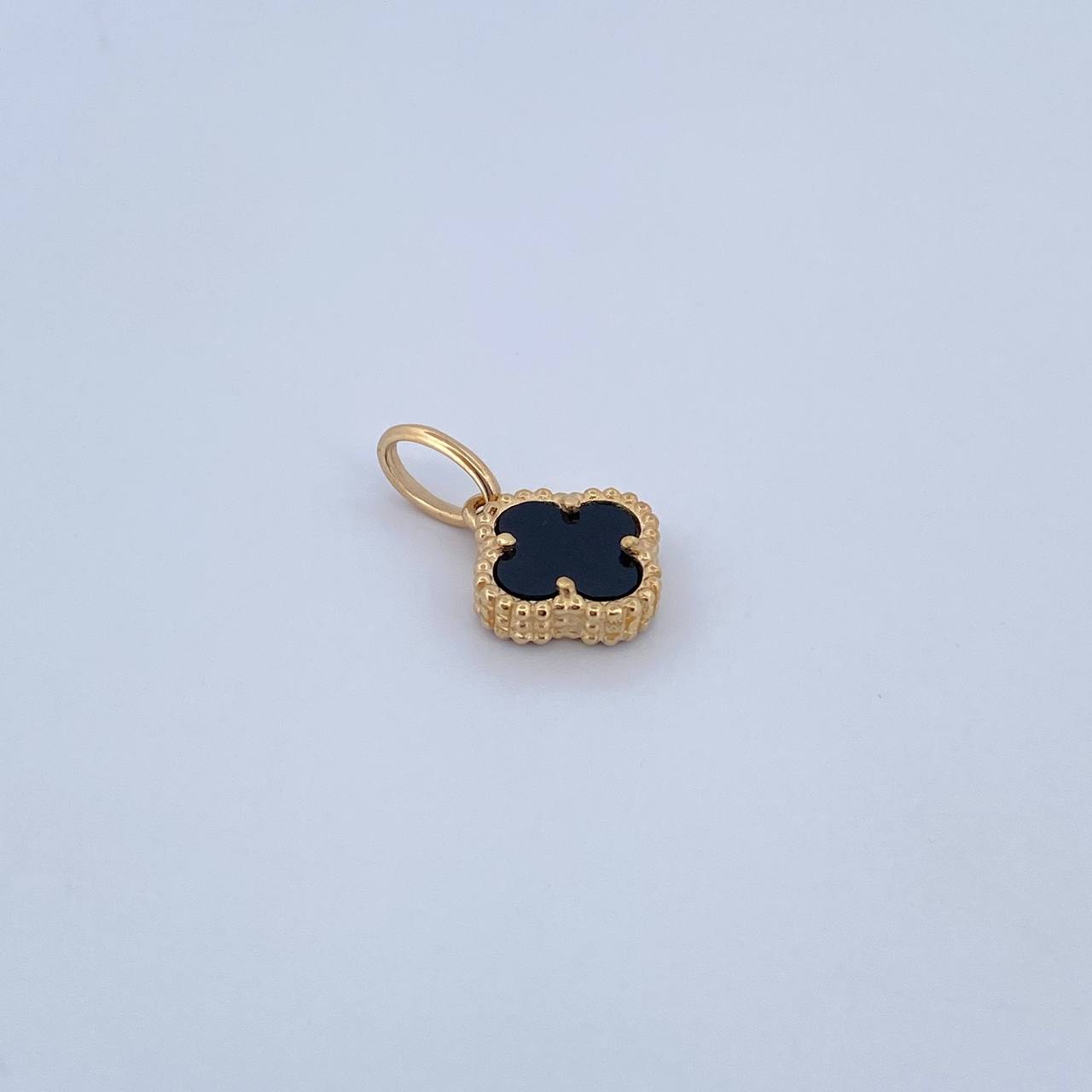 Pendant Clover 1.25gr / 1.6cm / Black Onyx 18K Yellow Gold &