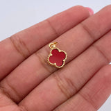 Dije Trebol 1gr / 1.7cm / Agata Roja Oro Amarillo 18K &