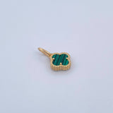 Dije Trebol  1.2gr / 1.7cm / Malaquita Verde Oro Amarillo 18K &