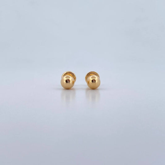 Stud Earrings Bead 0.55gr / 5mm Polished 18K Yellow Gold &