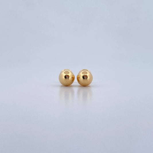Stud Earrings Bead Polished 0.65gr / 6mm Yellow Gold &