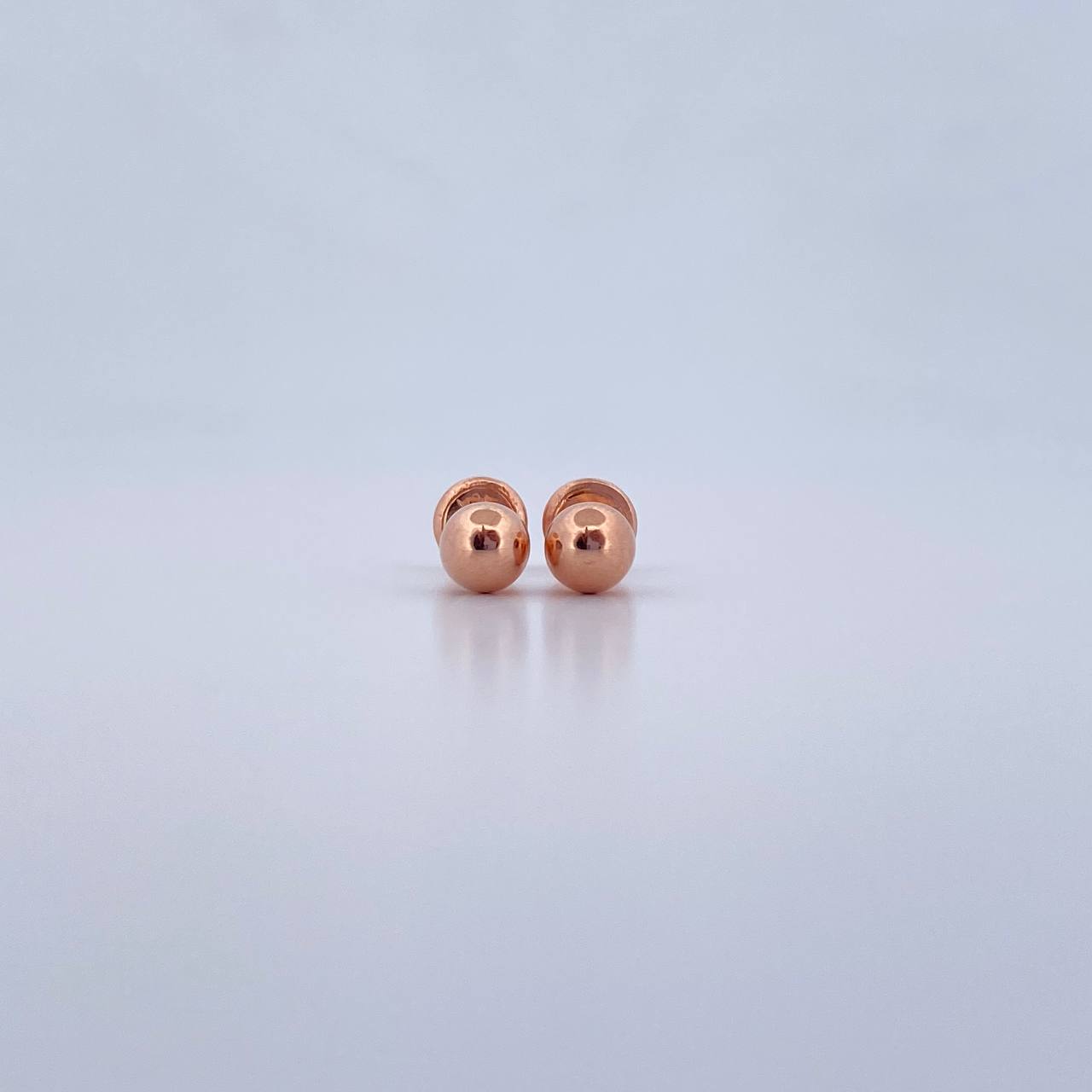 Stud Earrings Bead 0.55gr / 5mm Polished 18K Rose Gold &