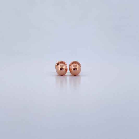 Stud Earrings Bead 0.55gr / 5mm Polished 18K Rose Gold &