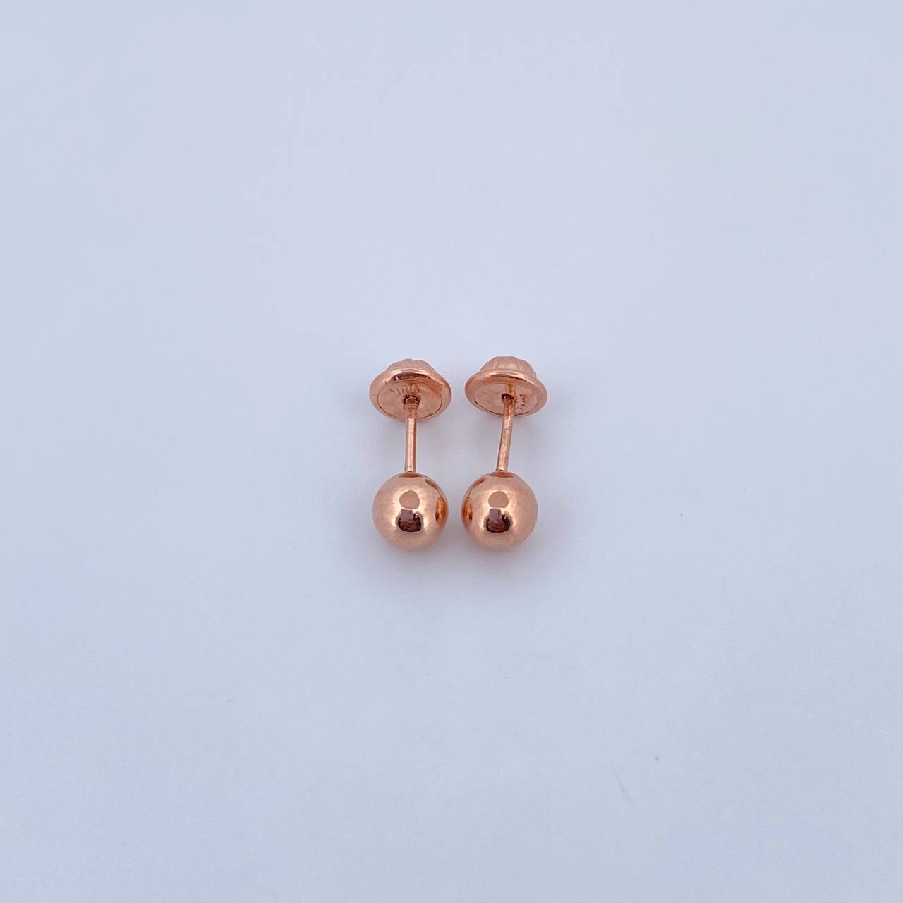 Stud Earrings Bead 0.55gr / 5mm Polished 18K Rose Gold &