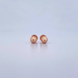 Stud Earrings Bead 0.7gr / 5mm Diamond Cut 18K Rose Gold &