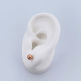 Stud Earrings Bead 0.7gr / 5mm Diamond Cut 18K Rose Gold &