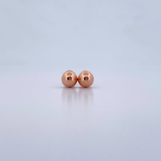 Stud Earrings Bead 0.65gr / 6mm Polished 18K Rose Gold &