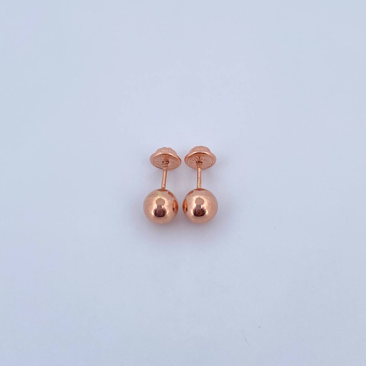 Stud Earrings Bead 0.65gr / 7mm Polished 18K Rose Gold $
