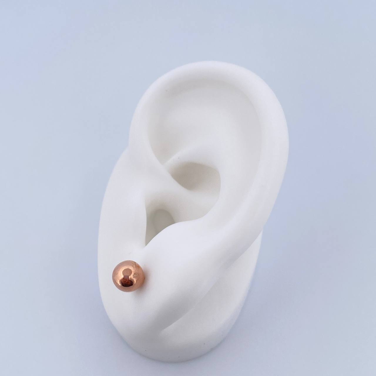 Stud Earrings Bead 0.65gr / 6mm Polished 18K Rose Gold &