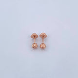 Stud Earrings Bead 0.55gr / 4mm Diamond Cut 18K Rose Gold &