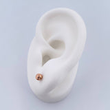 Stud Earrings Bead 0.55gr / 4mm Diamond Cut 18K Rose Gold &