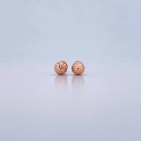 Stud Earrings Bead 0.8gr / 6mm Diamond Cut 18K Rose Gold &