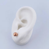 Stud Earrings Bead 0.8gr / 6mm Diamond Cut 18K Rose Gold &
