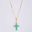 Set Cadena Veneciana + Dije Cruz Tupida Esmeralda 15 Pts / 1.25 g / 17 3/4 in Oro Amarillo 18K