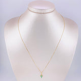 Set Cadena Veneciana + Dije Cruz Tupida Esmeralda 9 Pts / 1.3 g / 17 3/4 in Oro Amarillo 18K