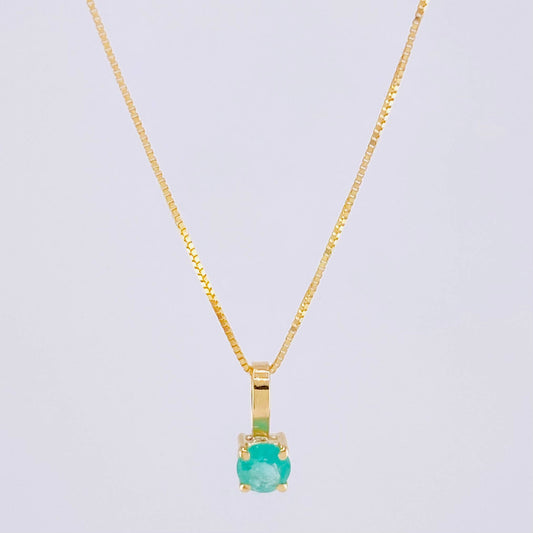 Set Cadena Veneciana + Dije Senciillo Redondo Esmeralda 20 Pts / 1.1 g / 17 3/4 in Oro Amarillo 18K