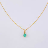 Set Cadena Veneciana + Dije Senciillo Redondo Esmeralda 20 Pts / 1.1 g / 17 3/4 in Oro Amarillo 18K