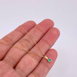 Set Cadena Veneciana + Dije Sencillo Redondo Esmeralda 18 Pts / 1.15 g / 17 3/4 in Oro Amarillo 18K