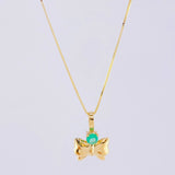 Set Cadena Veneciana + Dije Moño Esmeralda 6 Pts / 1.2 g / 17 3/4 in Oro Amarillo 18K
