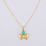 Set Cadena Veneciana + Dije Moño Esmeralda 6 Pts / 1.2 g / 17 3/4 in Oro Amarillo 18K