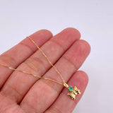 Set Cadena Veneciana + Dije Moño Esmeralda 6 Pts / 1.2 g / 17 3/4 in Oro Amarillo 18K