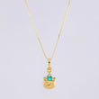 Set Cadena Veneciana + Dije Cara De Gato Esmeralda Pts 5 / 1.25 g / 17 3/4 in Oro Amarillo 18K