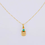 Set Cadena Veneciana + Dije Cara De Gato Esmeralda Pts 5 / 1.25 g / 17 3/4 in Oro Amarillo 18K