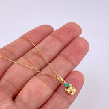 Set Cadena Veneciana + Dije Cara De Gato Esmeralda Pts 5 / 1.25 g / 17 3/4 in Oro Amarillo 18K
