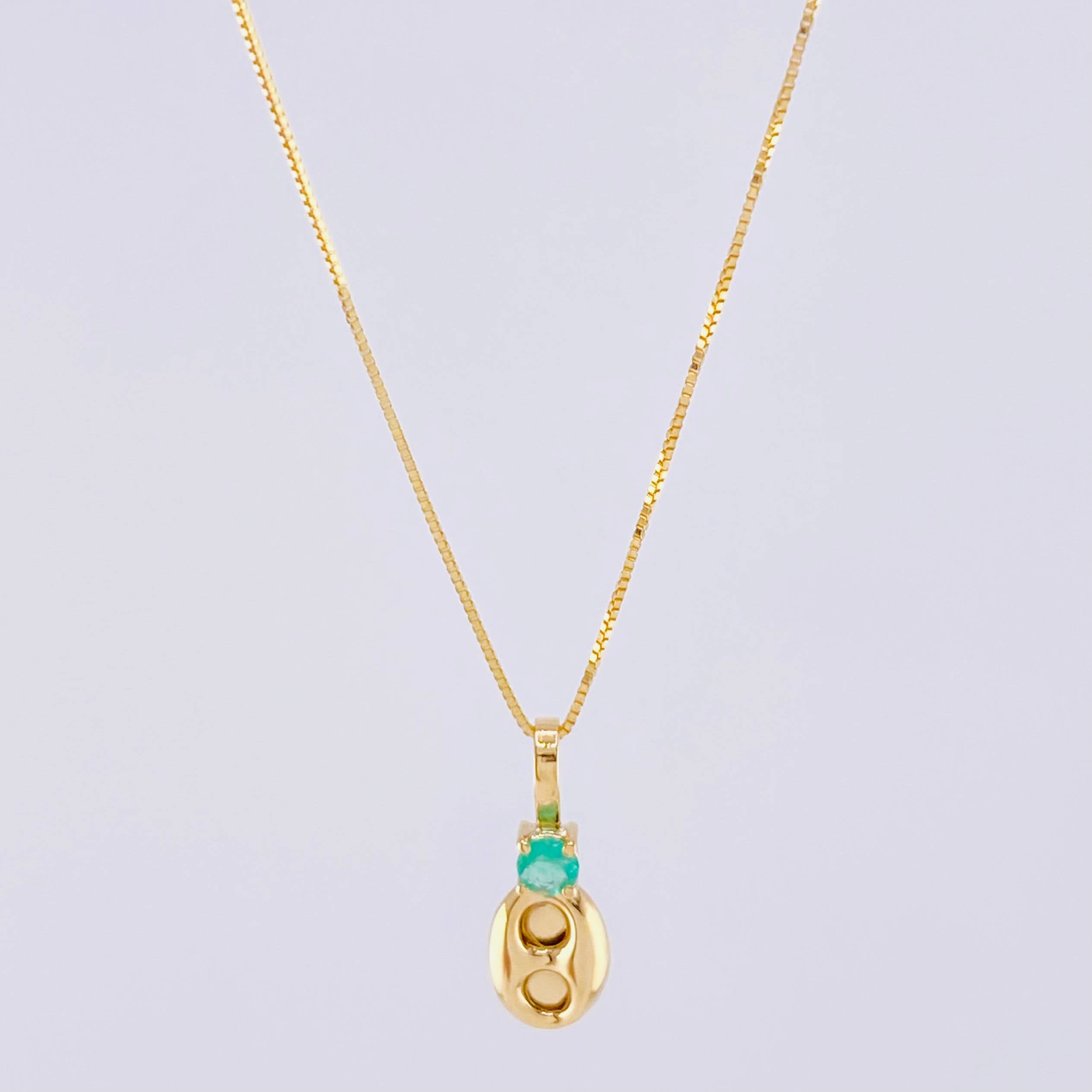 Set Cadena Veneciana + Dije Gc Esmeralda Pts 6 / 1.15 g / 17 3/4 in Oro Amarillo 18K