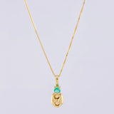 Set Cadena Veneciana + Dije Gc Esmeralda Pts 6 / 1.15 g / 17 3/4 in Oro Amarillo 18K