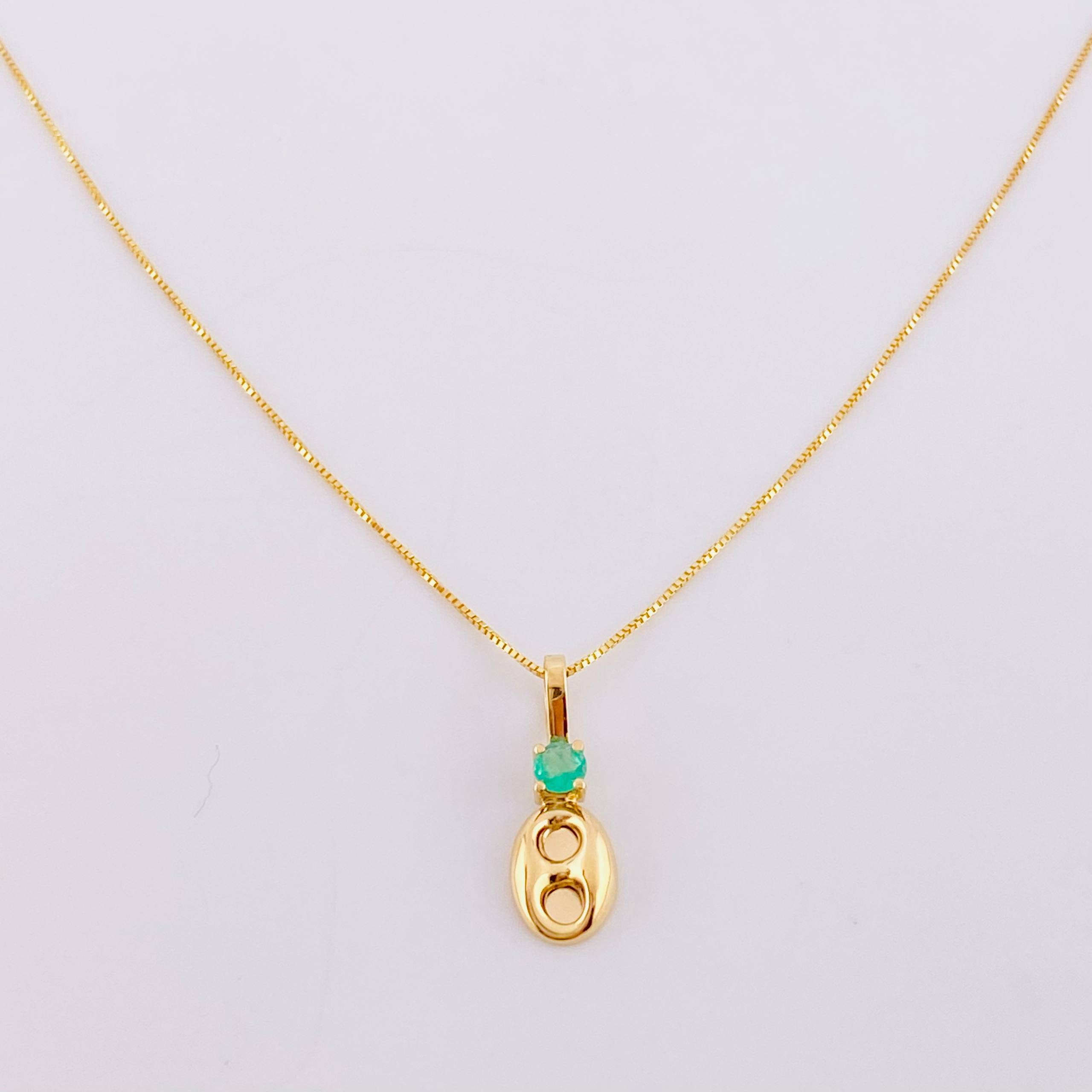 Set Cadena Veneciana + Dije Gc Esmeralda Pts 6 / 1.15 g / 17 3/4 in Oro Amarillo 18K